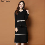 Length Over The Knee With Undergarment Knitted Wool Skirt Autumn And Winter Temperament Close Waist Thin Belt Wool