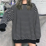 Women All-match Striped Black Spring Autumn Korean Style Casual Hip Hop New Harajuku Ins Trendy Streetwear