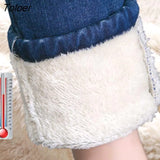 Warm Plus Size Winter Jean For Women Female High Waist Skinny Thick Fashion Trousers Stretch Velvet Denim Pants