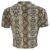 Sexy Crop Top Women Snake Print Tank Top Slim Primer High Collar Vest Harajuku Crop Tank Top T Shirt Femme Girls Camis Tops-Outfit