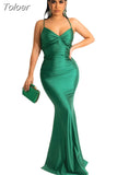 Sexy Satin Backless Long Maxi Dress Birthday Outfit for Women Party Evening Gown Elegant Prom Dresses