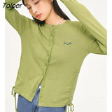 Women Knit Tops 2022 Autumn Long Sleeve Drawstring Sweaters Flower Embroidery Print Elegant Vintage Knitted