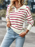 Sweaters For Women Fashion Winter Basic Oversize Pullover Ladies Soft Warm Polp Collar Blue And White Sweater Striped