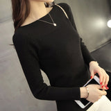 Korean Style Sweater Knitted Pullover Women 2021 Spring Casual Long Sleeve Sweaters Jumper Women Slim White Pull