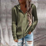 Zipper Cardigan Hooded Sweaters 2022 Autumn Women Ladies Casual Hoodies Loose Long Sleeve Tops Knitted Outerwear