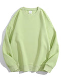 Cotton Pullover Sweatshirts Oversize Women O Neck Loose Long Sleeve Top Solid Oversized Green Sweatshirt For Women