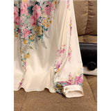 Shirt Women's Short Style 2023 Spring European New Oil Painting Aesthetic Printing Lantern Cage Sleeves Temperament Age-Reducing Chiffon Shirt-Outfit