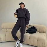 2022 Spring Women Hoodies Sweatshirt Tracksuit Fleece Cotton 2 Pieces Sets Female Pants