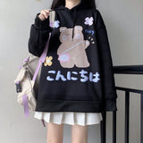 Deeptown Kawaii Hoodies Women Autumn Winter 2020 Fashion Sweatshirt Cute Long Sleeve Pullover Casual Plus Velvet Hoodies