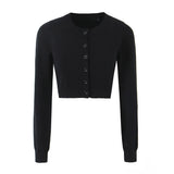 New Single-Breasted Cardigan Sweater With Buttocks A-Shaped Knitted Half Skirt-Outfit