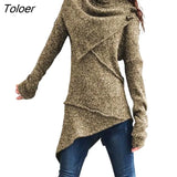 Basic Knitted Sweater Women Autumn Winter Turtleneck Knitted Sweater Pullover Lady Irregular Hem Slim women
