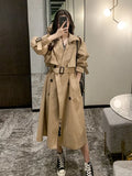 Clothes Women 2022 Solid Color Lapels Double Row Buttons Long Windbreaker Women's Work Jacket Trench Coat for Women