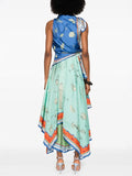 Women's Dress Fake Two-Piece Print Irregular Dress Collar Without Sleeveless