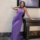 Wide Leg Pants Sexy Halter Neck Big Open Back High Waist Casual