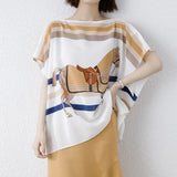 size ladies shirts Fashion printing Women's shirts oversized Tees silk T shirts Casual Tshirt short Sleeve Tee