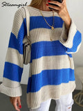 Christmas Sweater Women Oversize Striped Jumper Winter Pullovers Korean Fashion Pulls Oversize Stripe Sweaters For