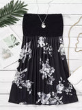Top Print Sexy Skirt Elastic Waist Mini Skirt Black Off Shoulder Sleeveless Dress 2022 Fashion One-Line Neck Sexy