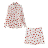 Spring Printed Slim Shirt 2328004 Printed Half Skirt 2496004-Outfit