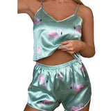 Print Pajamas Women's Suit Summer Satin Imitation Silk Hot Selling Popular Household Clothes-Outfit