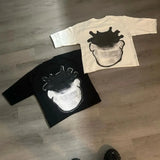 Dress Y2k Long Cartoon Pattern T-Shirt Hip-Hop Harajuku Fashion Men's Casual Round Collar Gothic Short Sleeves-Outfit
