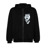 Women Y2K Zip Up Hooded Sweatshirt Skeleton Graphic Hoodie Vintage 90s E-Girl Harajuku Goth Aesthetic Shirt with