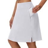 Solid Color Medium Waist Skirt Golf Skirt Sports Tennis Yoga Five-Point Skirt Trousers-Outfit