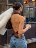 Hot Girls Pure Desire To Lead The Wave Point Hit The Color Sexy Dew Back Tonic Strap Short Umbilly Hanging Neck Small Vest
