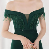 Fringe Tassels Off Shoulder Formal Mermaid Evening