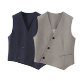 New Asymmetrical Double Vest 7655728 Matching Trousers 3173728-Outfit
