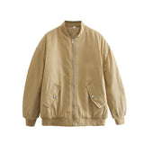 And Winter New Pure Color Loose Leisure Zipper Flight Jacket Cotton-Padded Jacket-Outfit