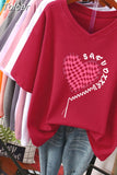 100% Cotton L-6XL T Shirt Plus Size Tshirt Short Sleeve Women Top Summer Heart Print Couple V Neck Oversized T