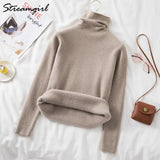 Warm Velvet Sweaters For Women Turtleneck Winter New Casual Basic Knitted Thicken Pullovers Sweater Fleece Women