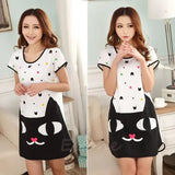 Women Cute Cartoon Polka Dot Sleepwear Short Sleeve Sleepshirt Sleepdress 10