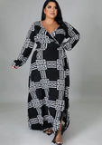 Plus Size Print Wrap Maxi Dress with