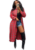 Casual Plaid Print Long Blouse with Long
