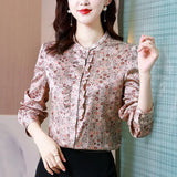 style ladies silk shirts Fashion printing Women's Blouses Spring Autumn Tops Blusas Mujer Long Sleeve