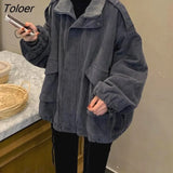 Jackets Women Corduroy Plus Velvet Thick Coat Loose Lamb Wool Jacket Autumn Winter 2022 New Retro Clothes Womens
