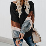 2021 Autumn Winter Women's Sweaters V-Neck Sweater Minimalist Tops Fashionable Lantern Sleeve Knitting Casual Solid