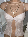 Crop Top y2k Aesthetic Spaghetti Strap Sleeveless Lace Camisole Women Halter Tank Streetwear-Outfit