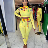 White Black Fitness 2 Piece Set Women Suit Sportwear Summer Outfits Long Sleeve Crop Top Leggings Ladies Tracksuit