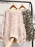 Autumn Winter New Long Sleeve Turtleneck Leopard Print Blouse Korean StyleTop Pullover Pulls Thick Knitted Women
