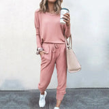 Women 2 Piece Set Loose Comfortable Simple Style Solid Color Long Sleeve Casual Suit Clothes 2020 top Spring