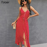 2023 Summer Women Dress Buttons Cotton Midi Sundress Boho Beach Sexy Backless Slip Adjustable Waist Sleeveless