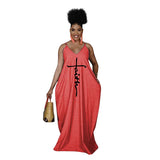 V Neck Straps With Pockets Loose Maxi