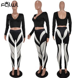2021 Casual Womens 2 Two Piece Set Black Tracksuit Sweatsuits For Womens Outfits Long Sleeve Top Pants Print Matching