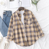 Plaid Shirt Women 2021 New Spring Autumn Womens Tops Loose Design Style Lady Casual Long Sleeve Blouse Clothes
