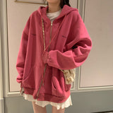 Women Oversized Hoodies Autumn Casual Solid Zipper Sweatshirts Korean Version Loose Thin Long-sleeved Hooded Female Jacket