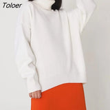 Turtleneck Solid Sweater Winter Loose Comfort Warm All-Match Pullover Women 2022 Casual Plain Mutilcolor Classic