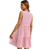 V Neck Plaid Sleeveless