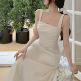 Elegant Midi Dresses Women Korean Fahion Sleeveless Sweet Casual Dress Females Chic Evening Party Dresses 2021
